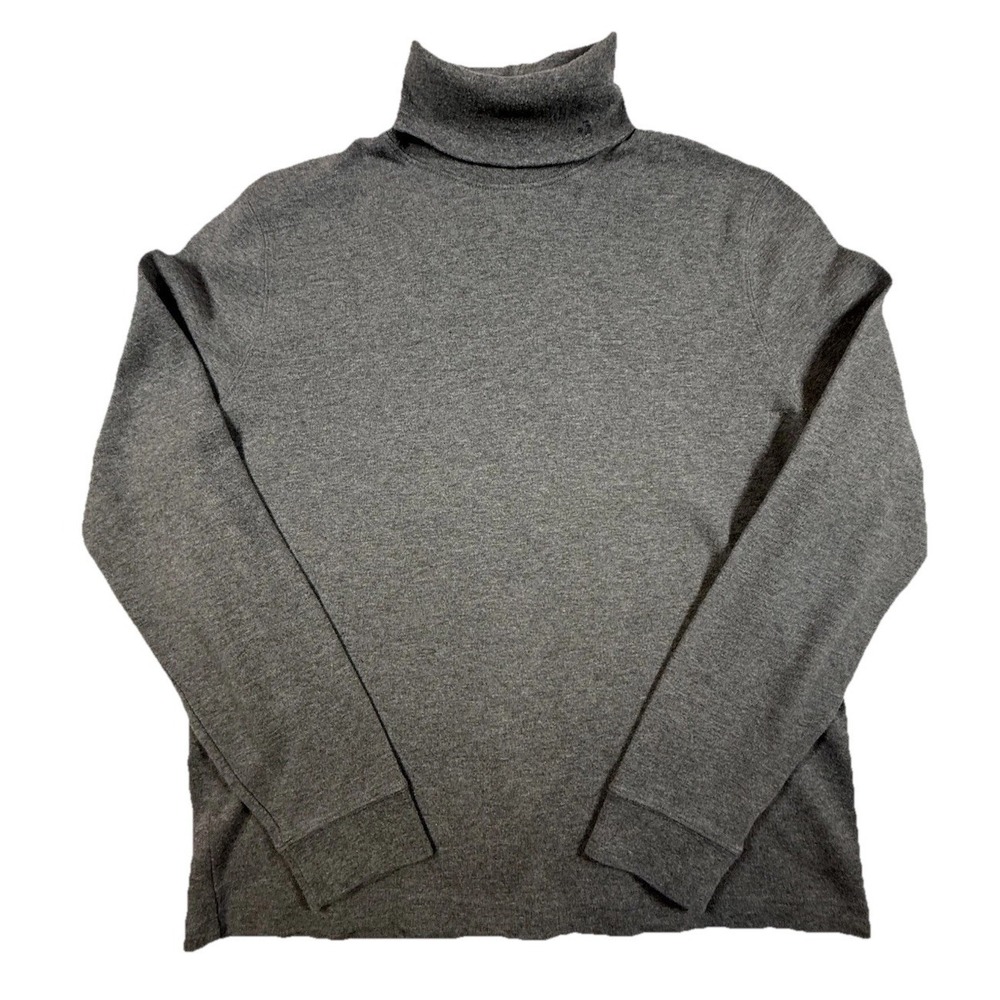 Lauren Ralph Lauren Gray Turtleneck Sweater Women's L 100% Cotton RL Logo